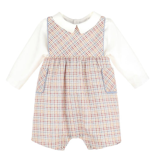SL3743 Plaid Overall Set