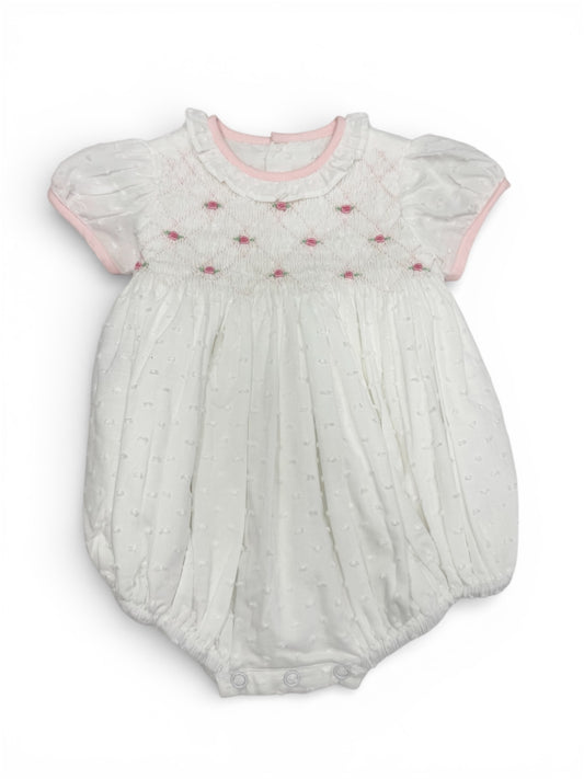 White Pink Smocked Juliette Bubble