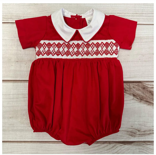 H0123-4 Red Pique Romper