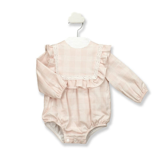 30478 Pink Plaid Romper 1M