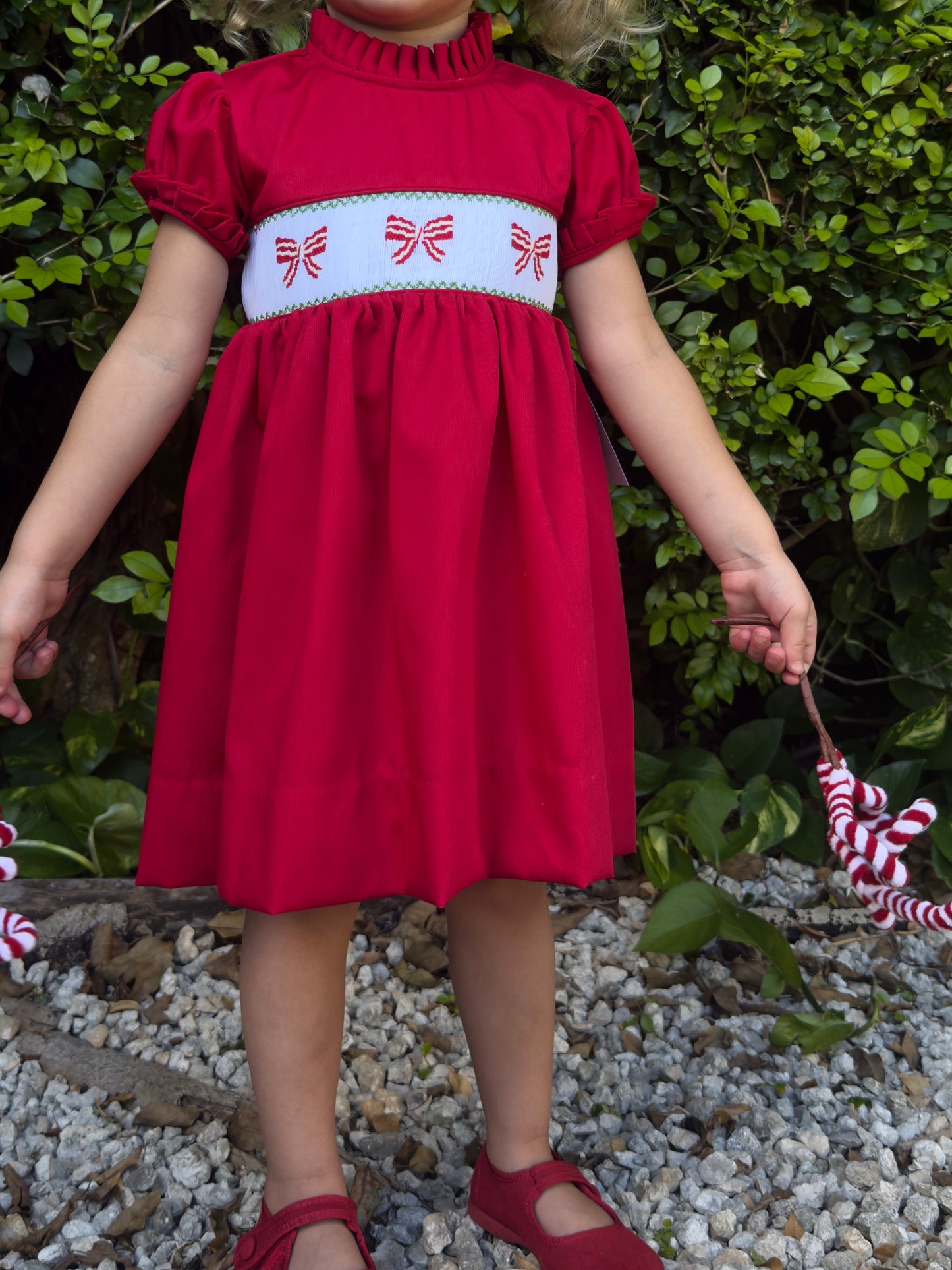 F07-25-1 Red Pique Candy Cane Dress