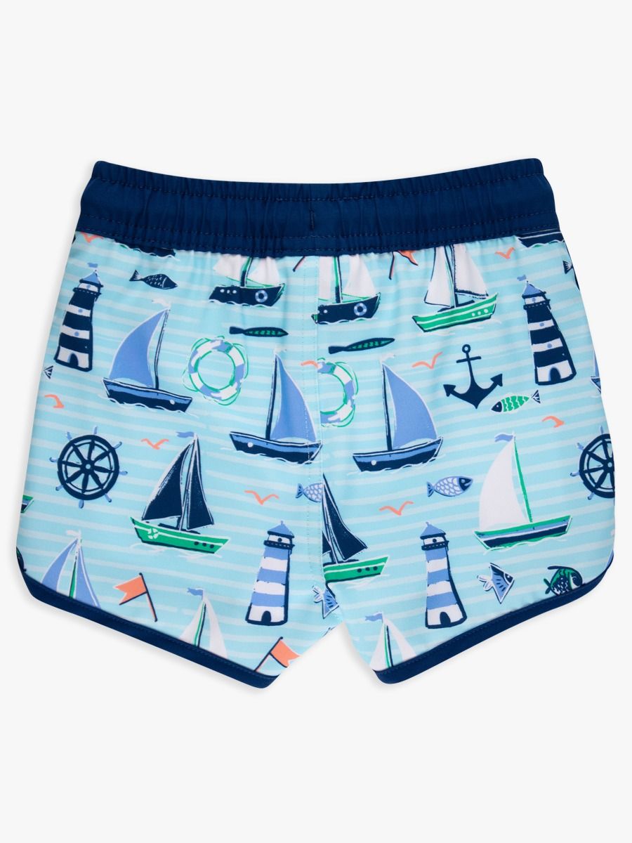 Blue Sweet Sails Performance Swim Trunks