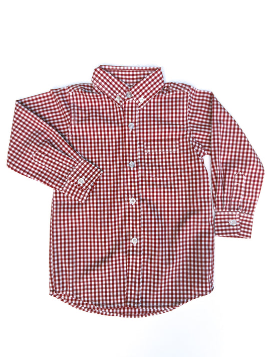 Red Window Pane Button Down