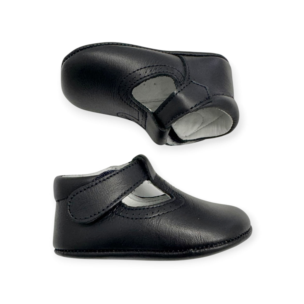 Navy Leather T-Strap 1007