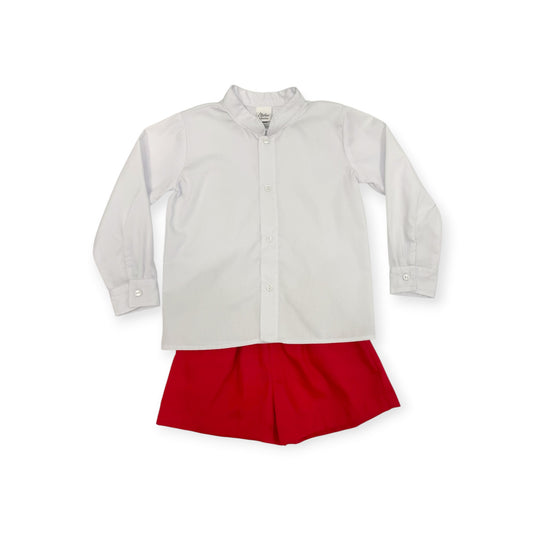Red Pique Shorts Set
