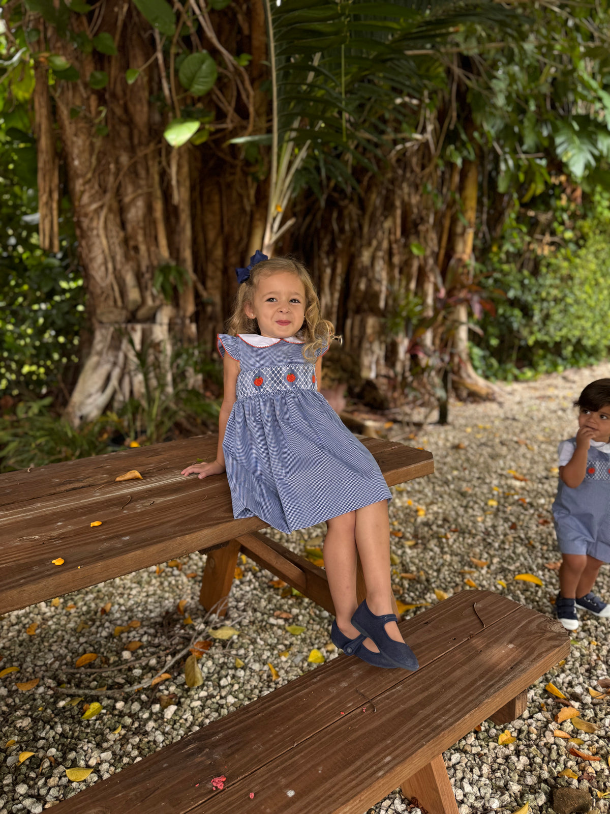 Gingham Pumpkin Patch Smocked Dress