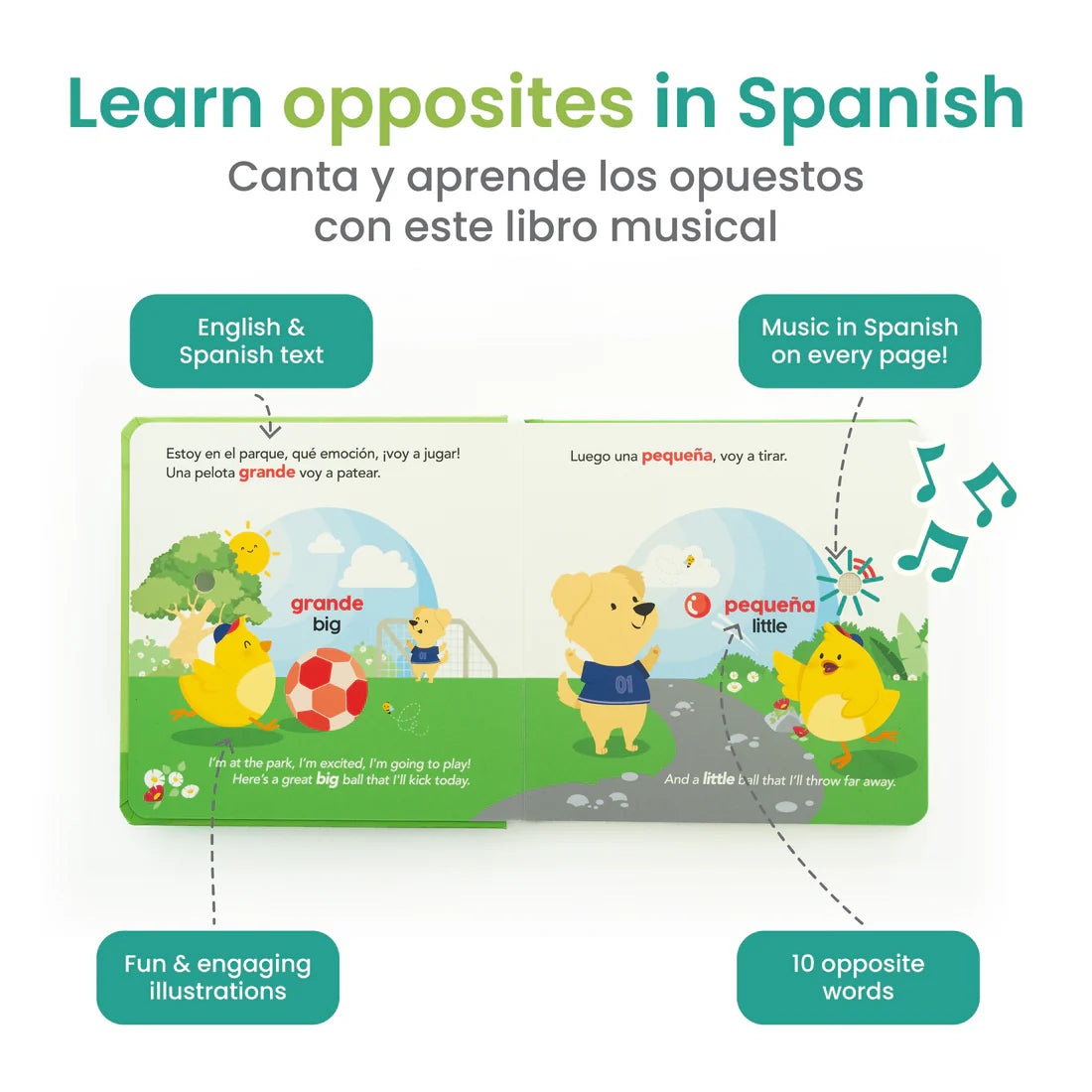 Bilingual Music Book About Opposites: Opuestos en el parque