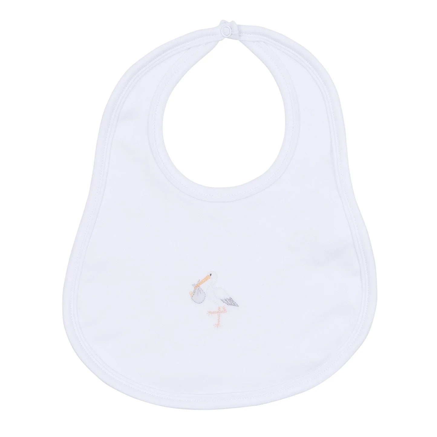 White Vintage Stork Bib