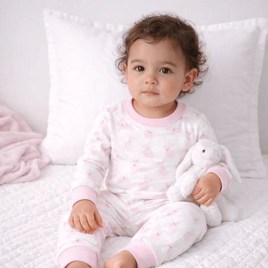 Pink Leaping Bunnies Long Pajamas