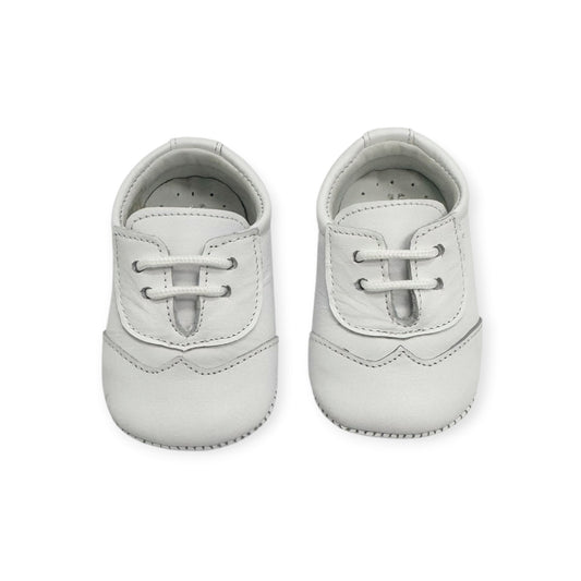 White Leather Lace Up Plain SB521