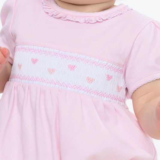 Pink Hearts Smocked Dress Set