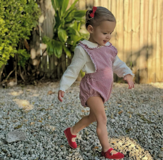 42769 Red Gingham Jumper Set 9M