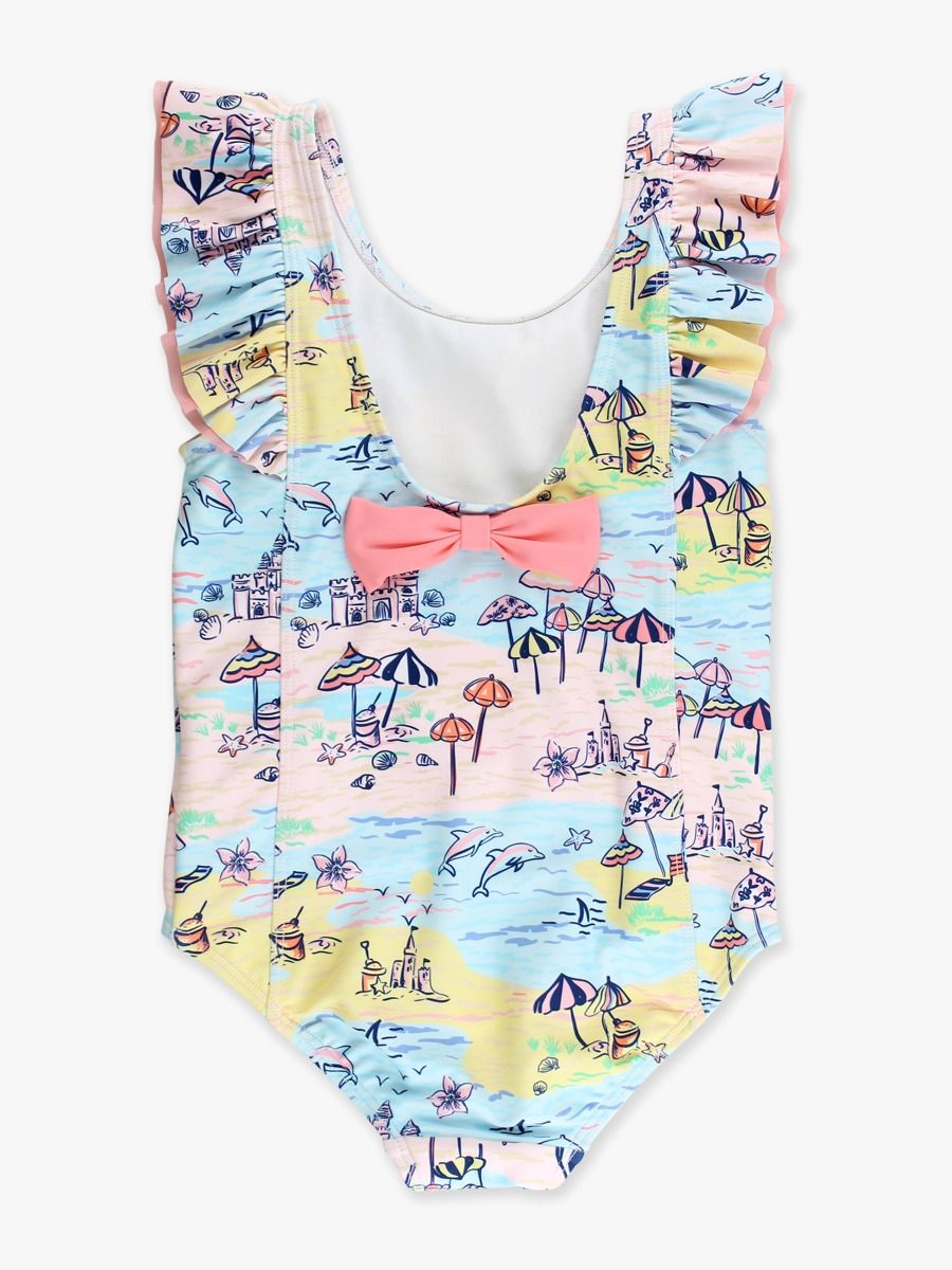 Beach Day Waterfall One Piece Swimwuit