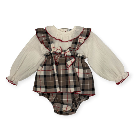 Senda Red Plaid Romper Dress 43634