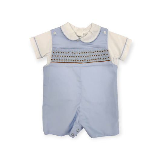 Blueberry & Chestnut Smocked Overall