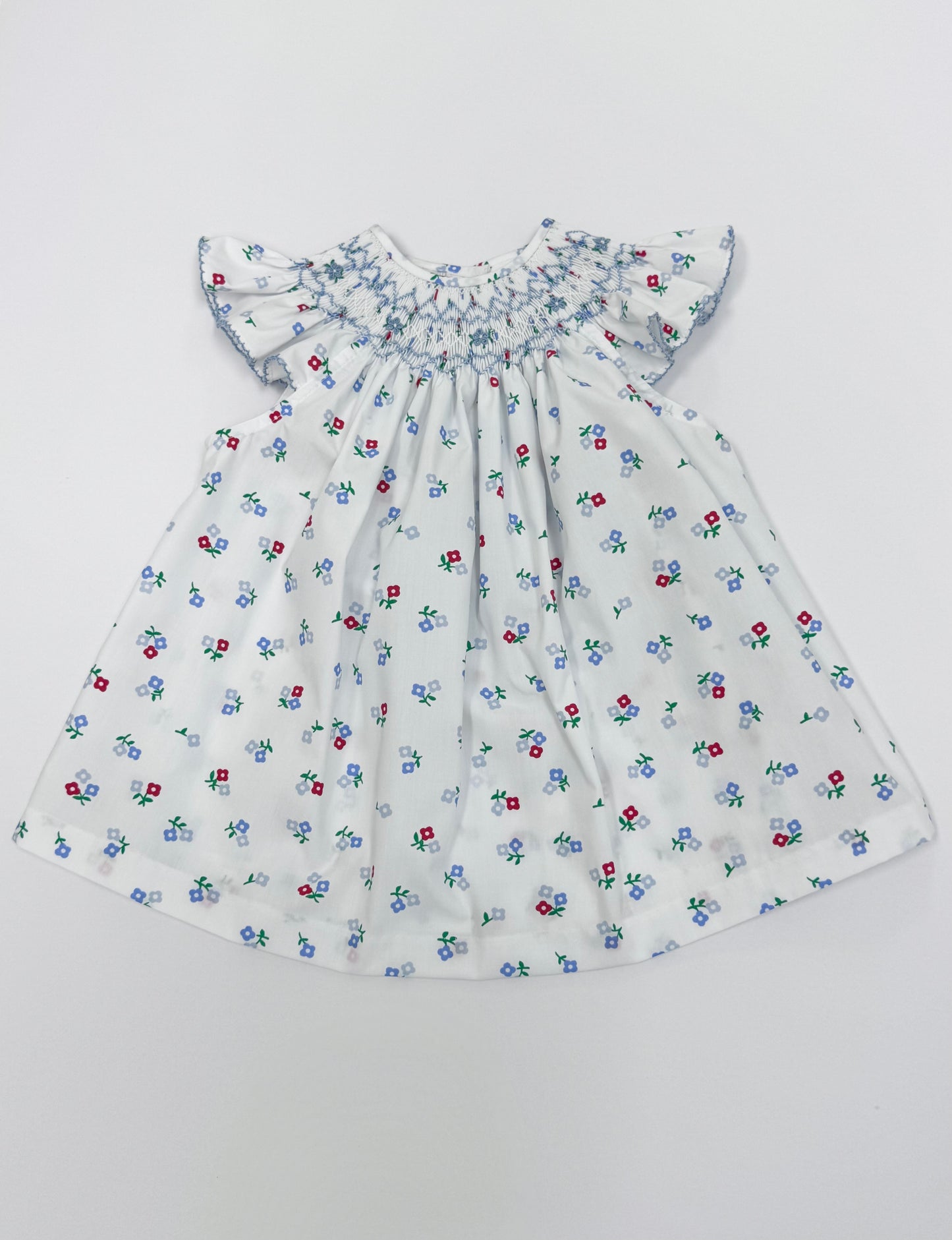 Blue Impatiens Smocked Bishop Shorts Set