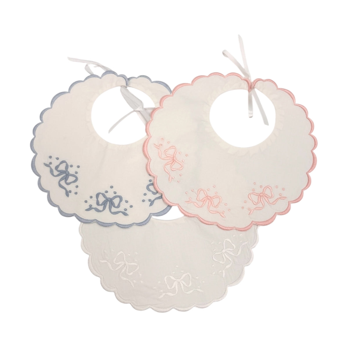 Scalloped Embroidered Bows Bib 2250