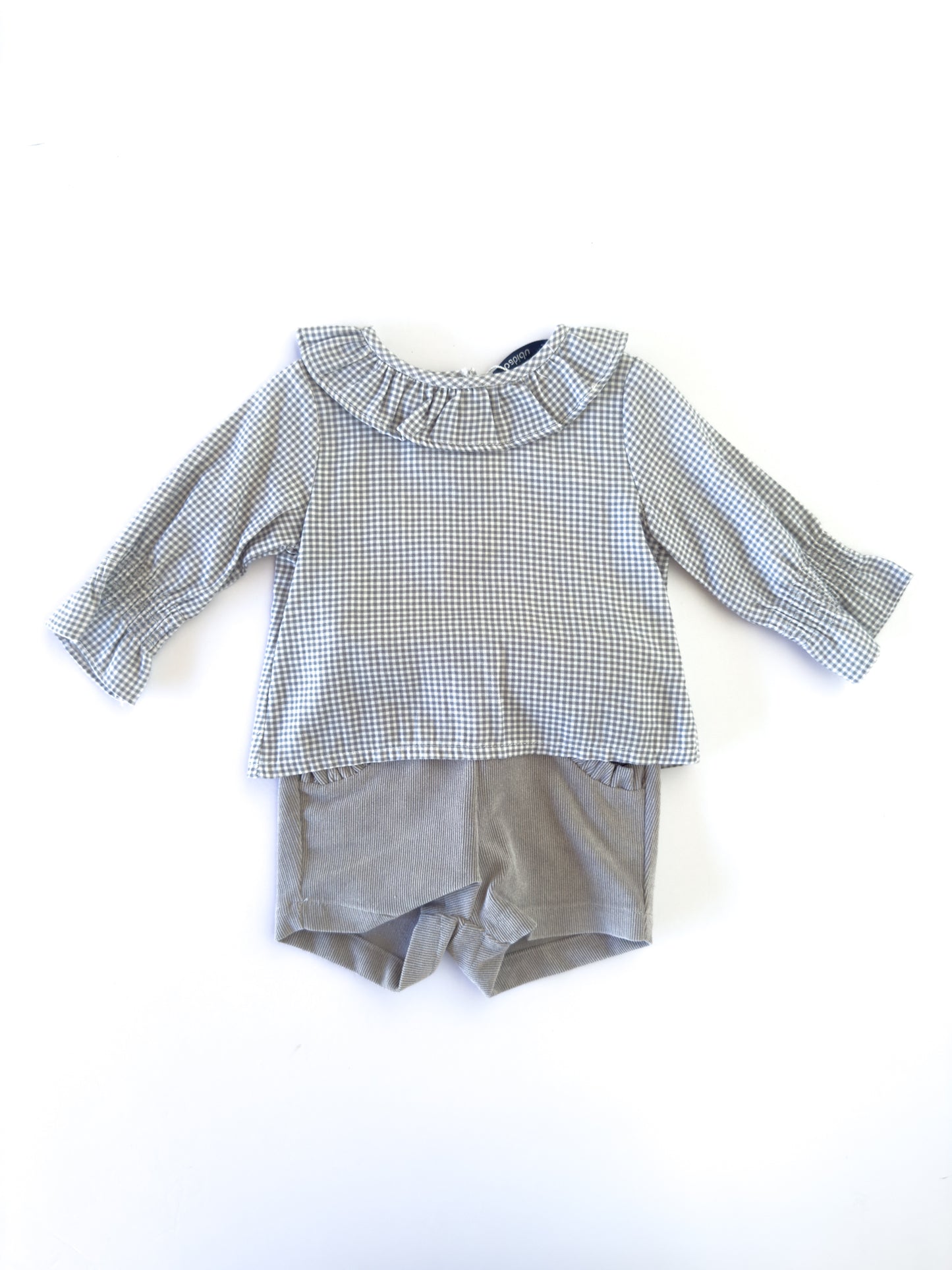 43301 Grey Gingham Shorts Set