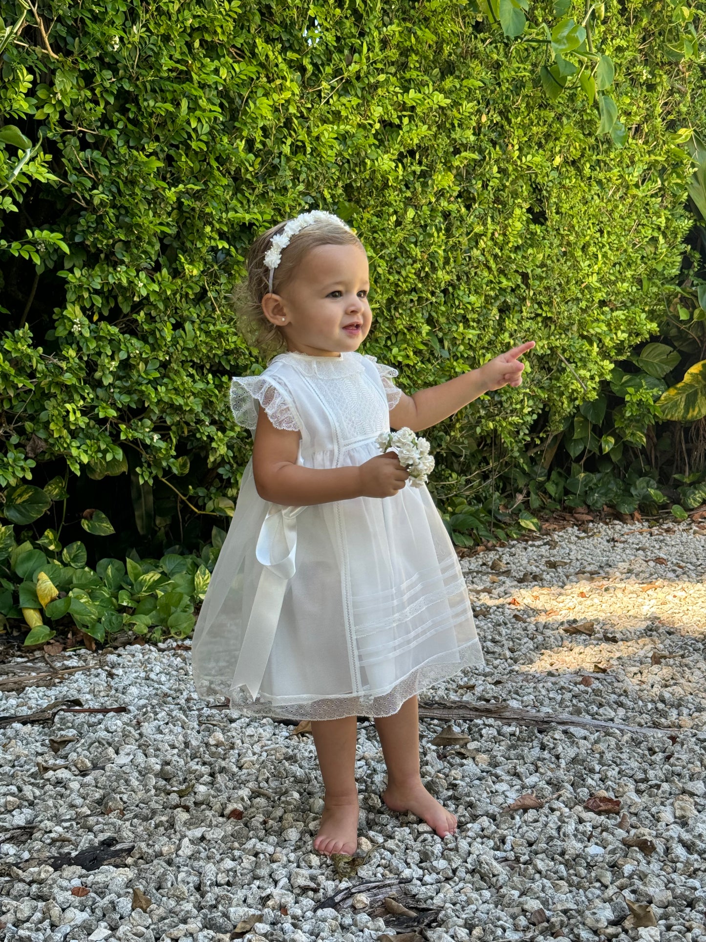 White Organza Mantilla Dress 450