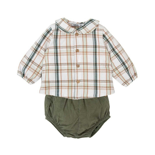 41767 Green Plaid Bloomer Set 3M