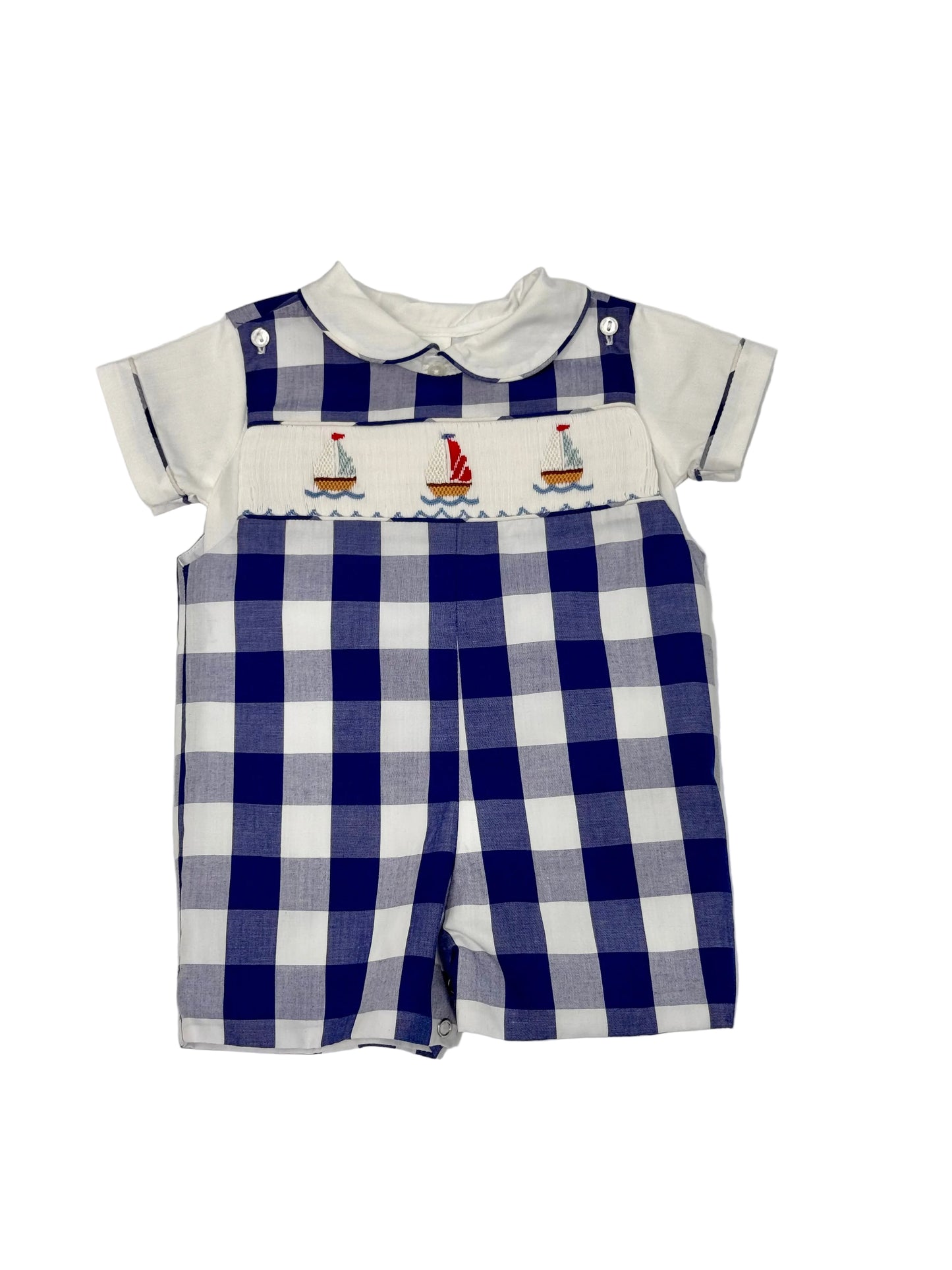 Blue Check Sailboats Overall