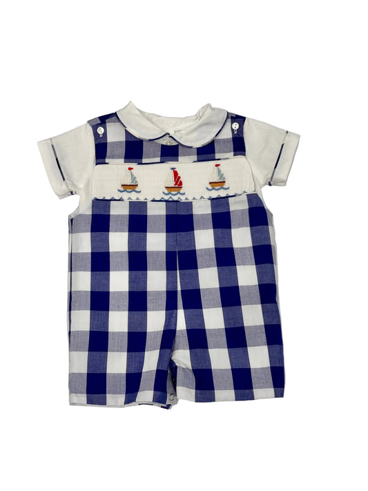 Blue Check Sailboats Overall
