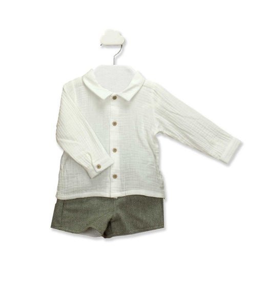 42447 Moss Green Shorts Set 12M