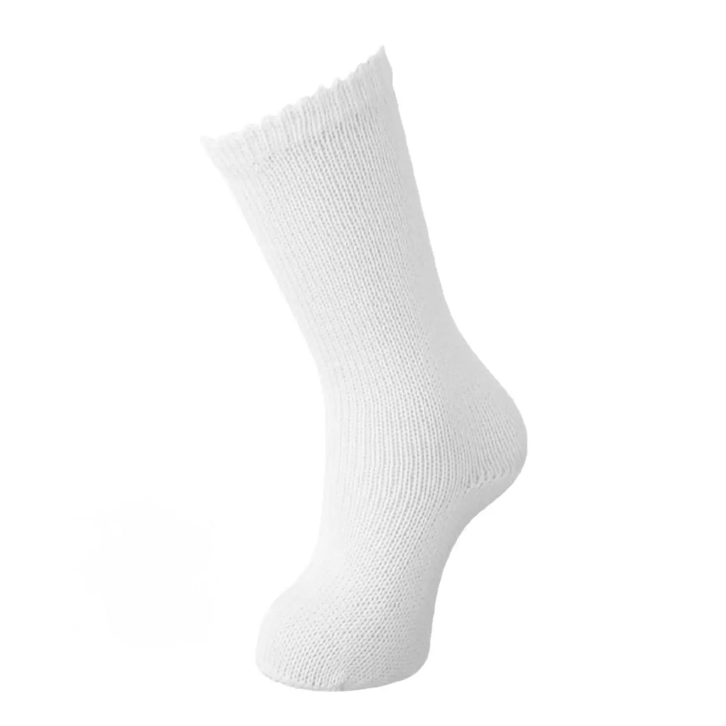 Perle Scottish Yarn Knee High Plain Socks White