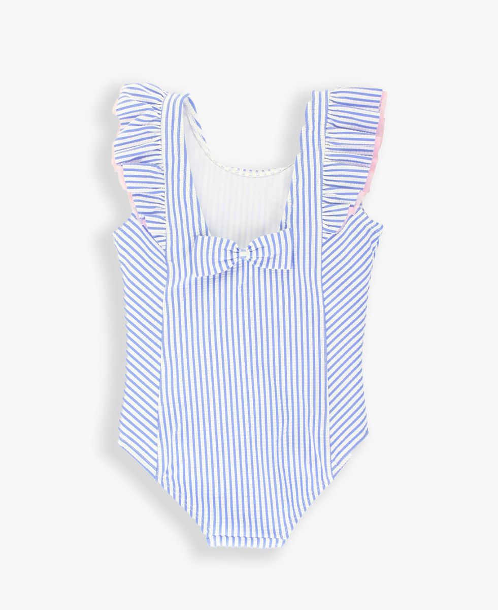 Periwinkle Blue Seersucker Waterfall One Piece