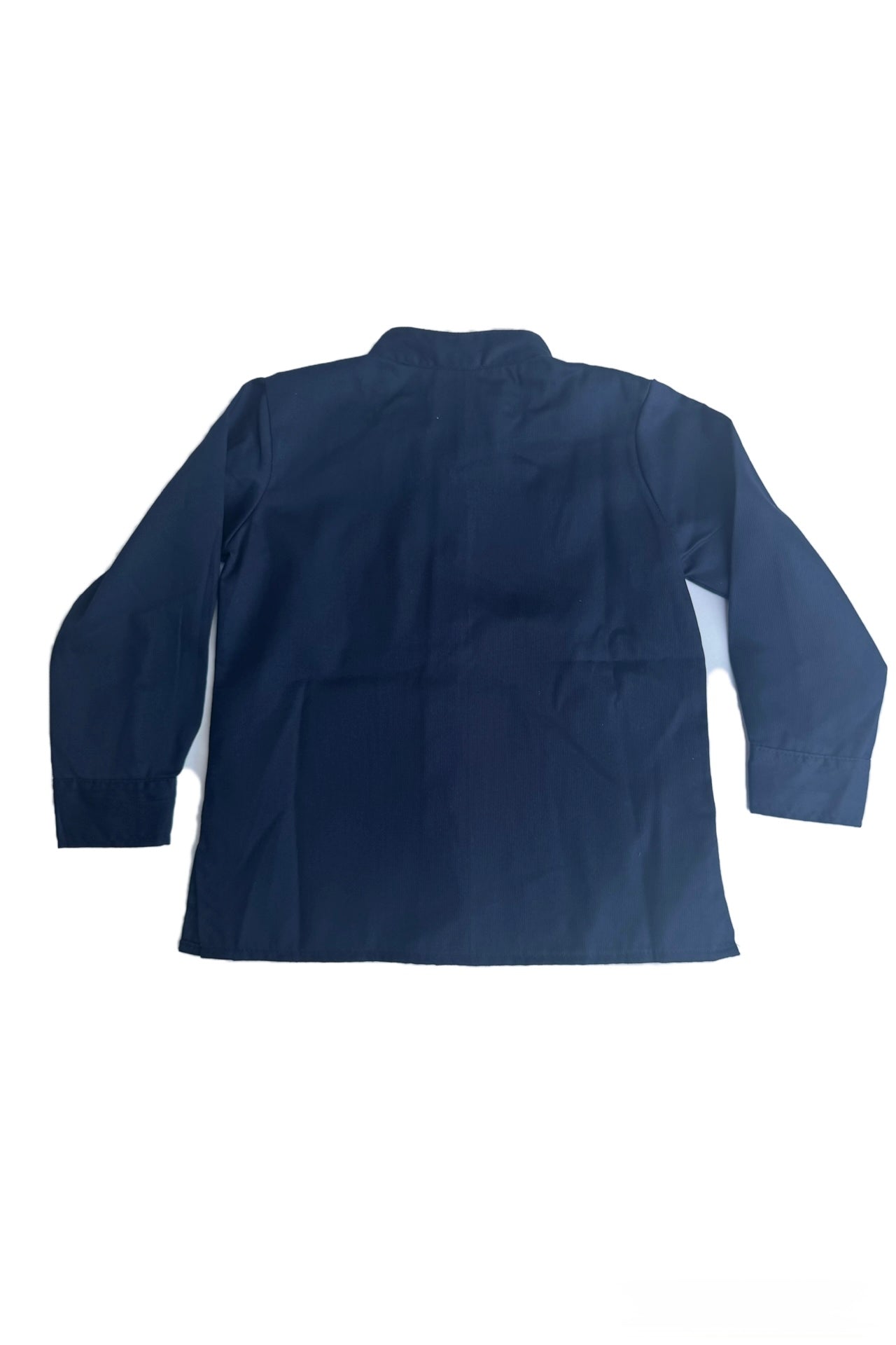 Navy Pique Mandarin Collar Button Down