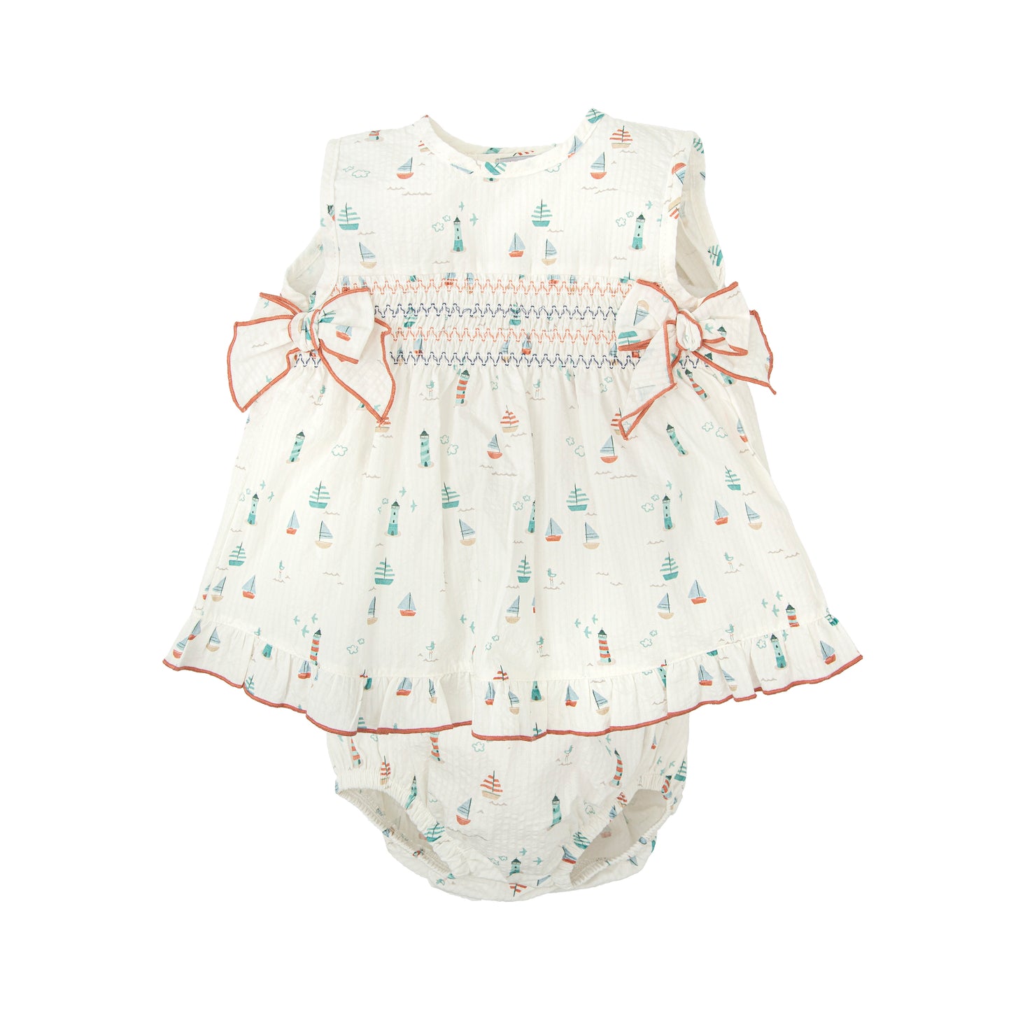 Claridad Sailboat Smocked Bloomer Set 93420