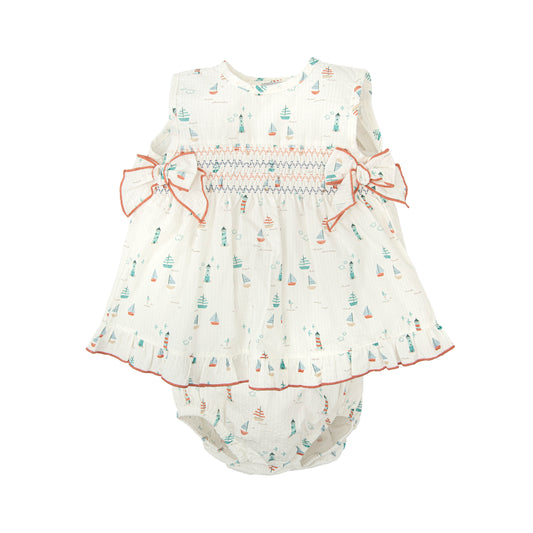 Claridad Sailboat Smocked Bloomer Set 93420