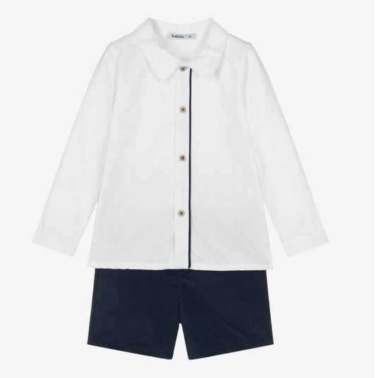 40661 Navy Velvet Shorts Set