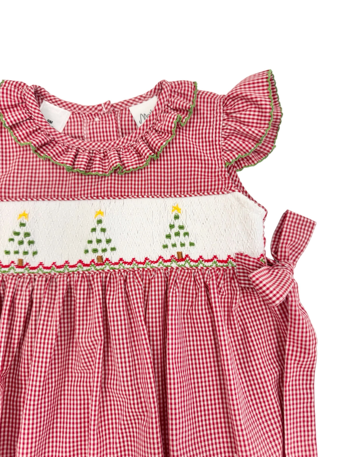 Red Gingham Smocked Christmas Tree Romper