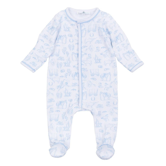 Light Blue Wild West Toile Footie