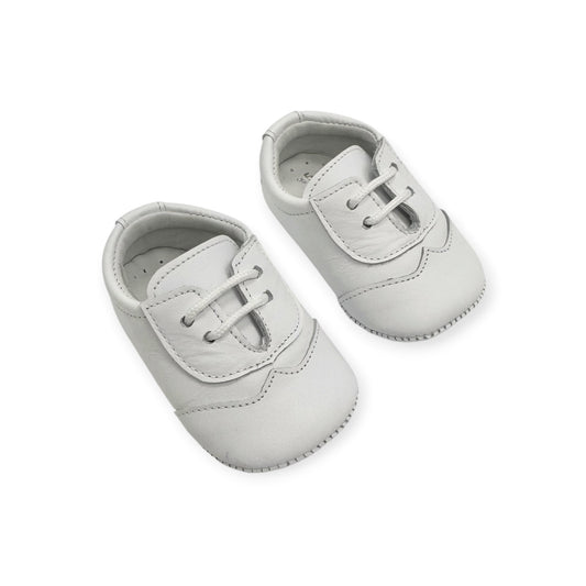 White Leather Lace Up Plain SB521