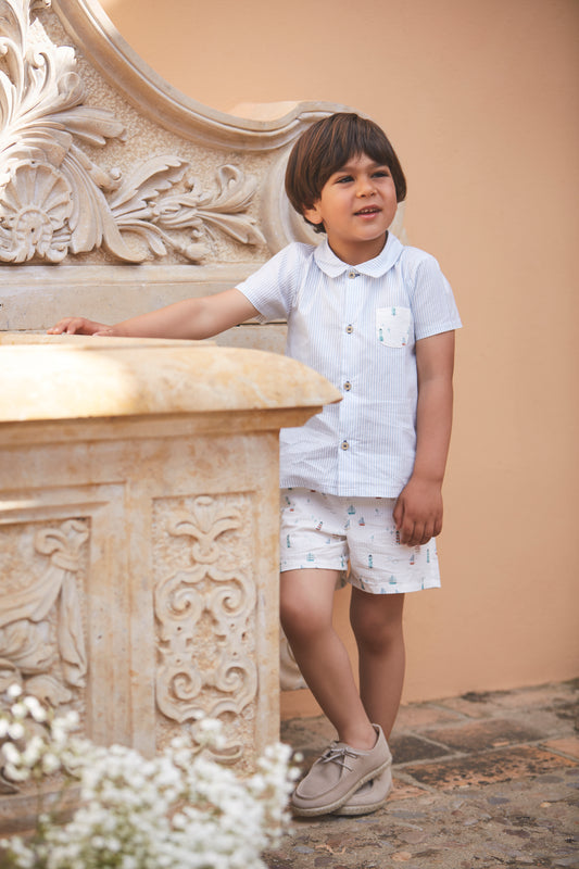 Claridad Sailboat Stripe Shorts Set 41420