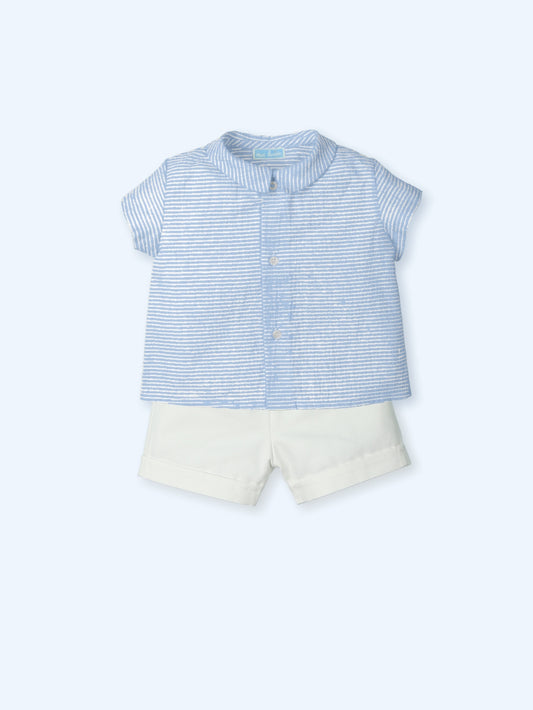 Blue Stripe Shorts Set 0119