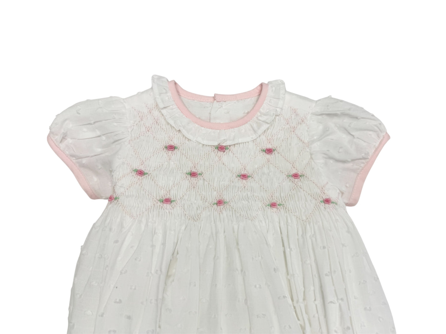 White Pink Smocked Juliette Bubble