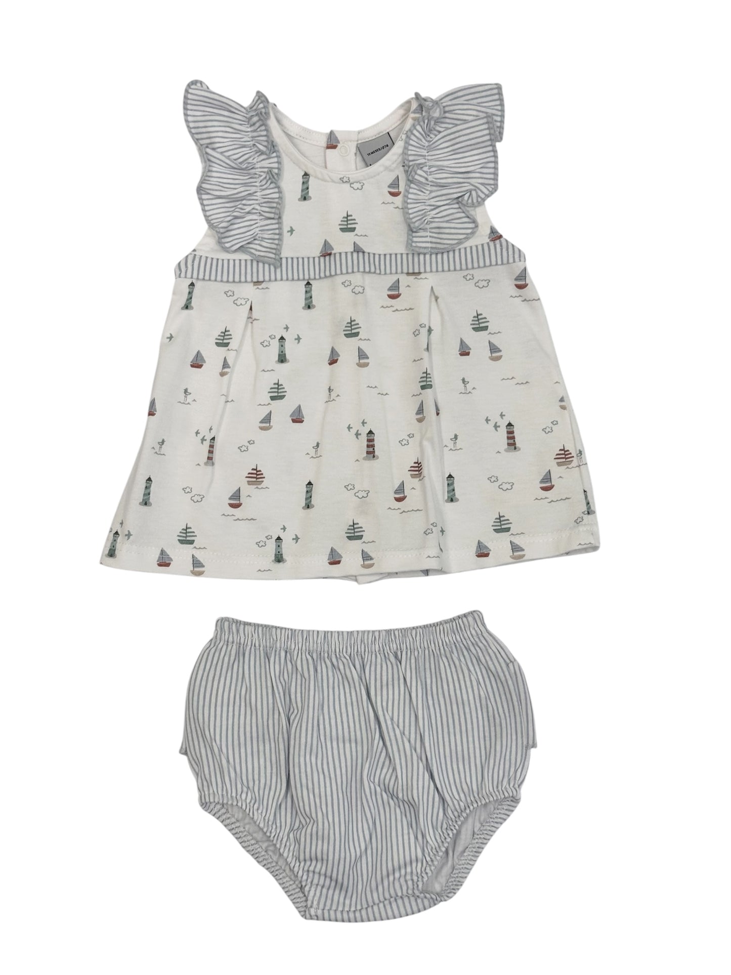 Mirada Blue Sailboat Ruffle Bloomer Set 41221