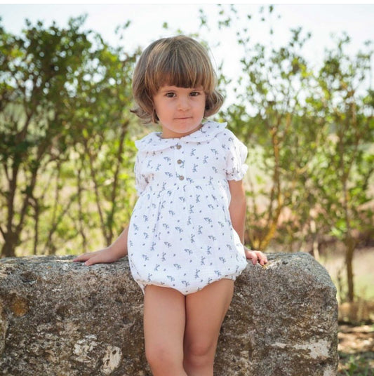31477 Blue Flower Romper 18M