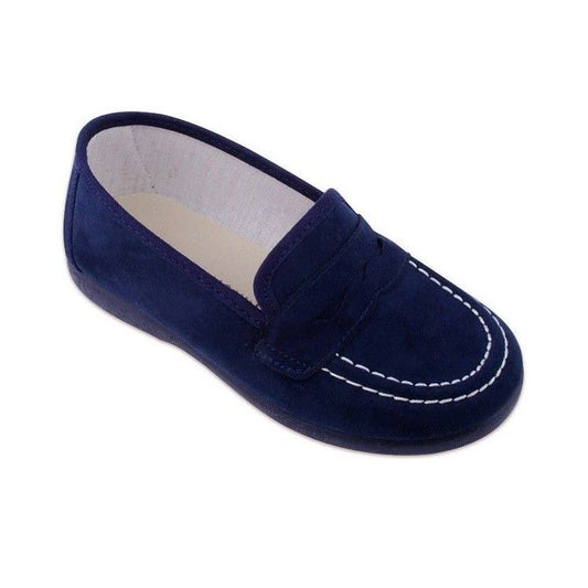 Navy Suede (White Stitch) Loafer 1135-02