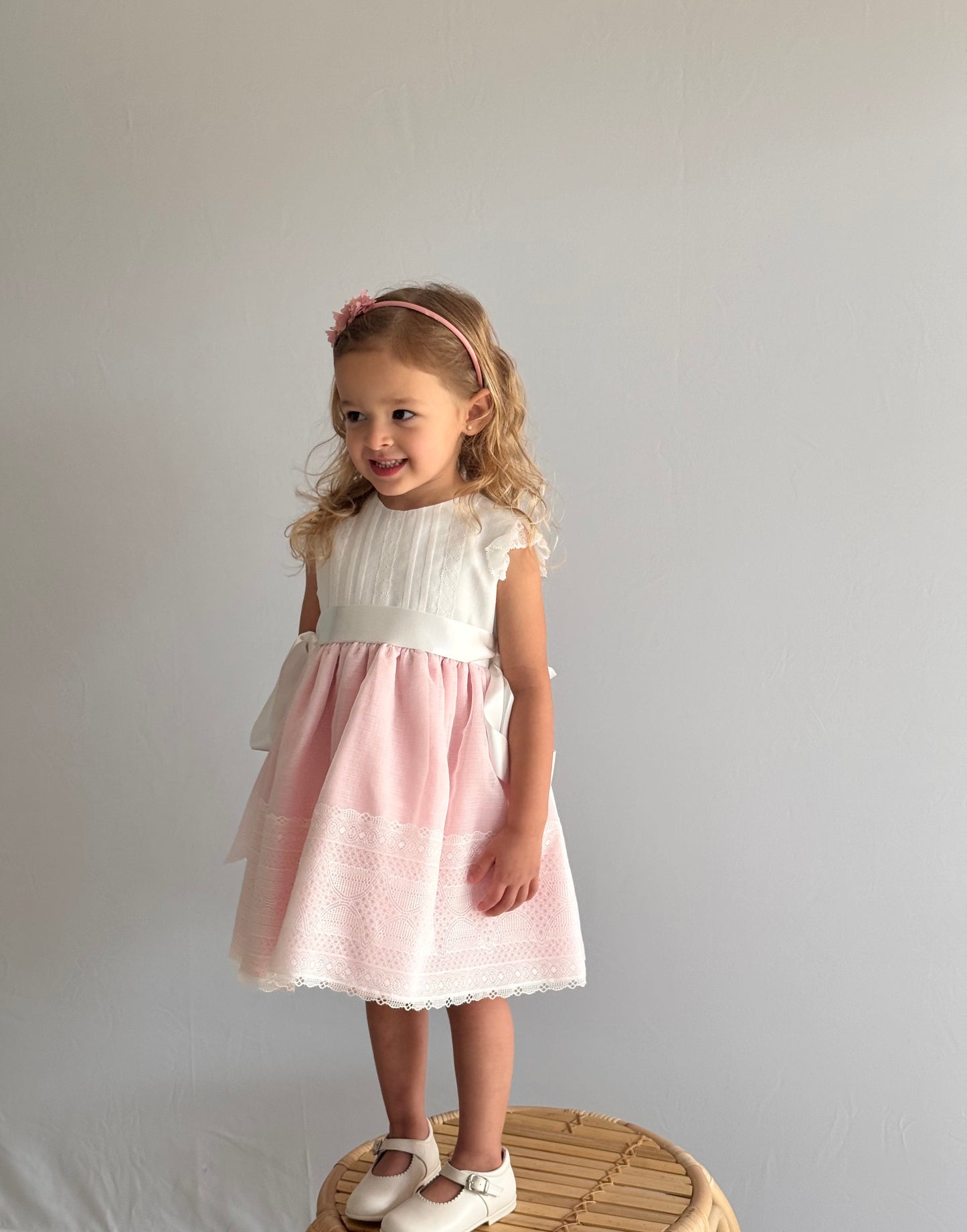 Batista Inglesa Dress White Pink 450