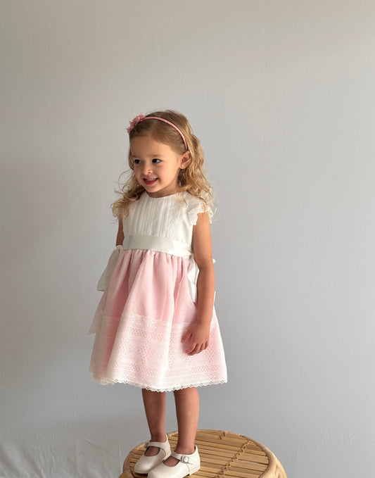 Batista Inglesa Dress White Pink 450