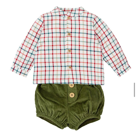 40662 Red Green Plaid Bloomer Set