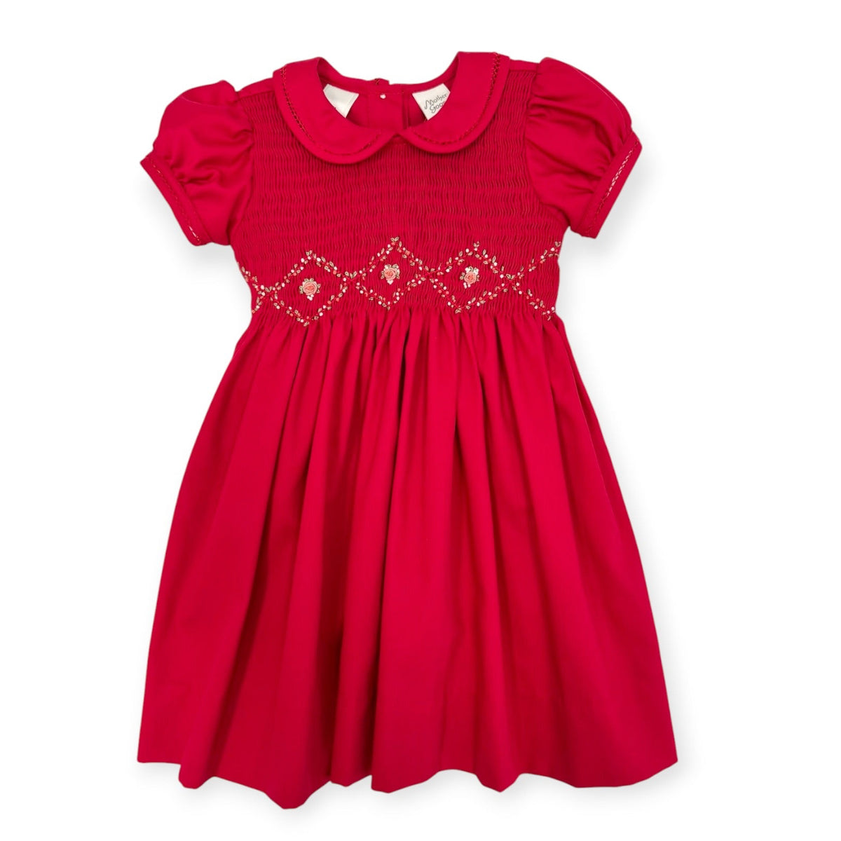 Red Pique Millefleurs Smocked Dress