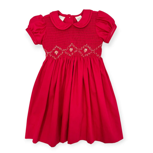 Red Pique Millefleurs Smocked Dress