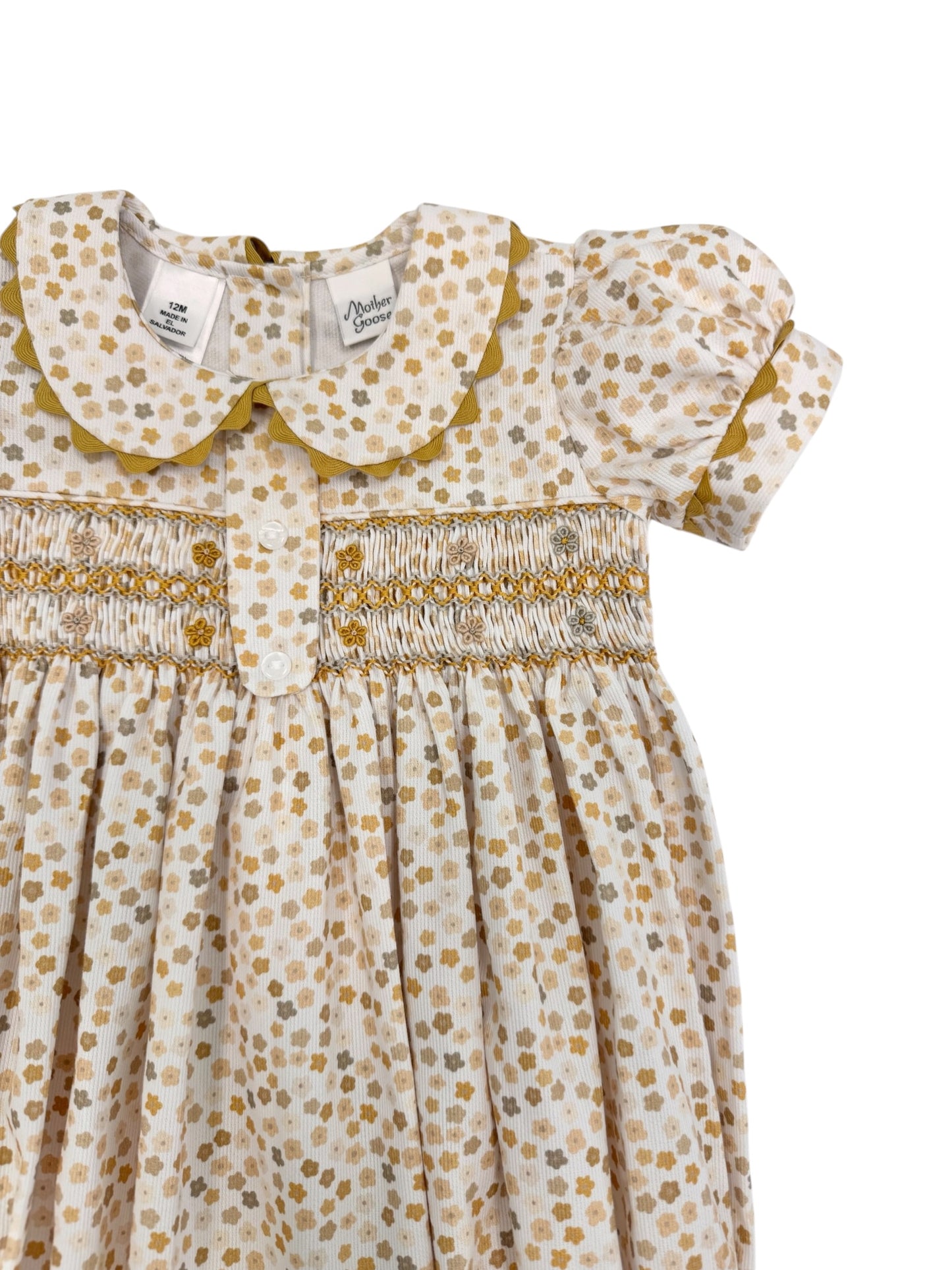 Mustards Calico Print Smocked Romper