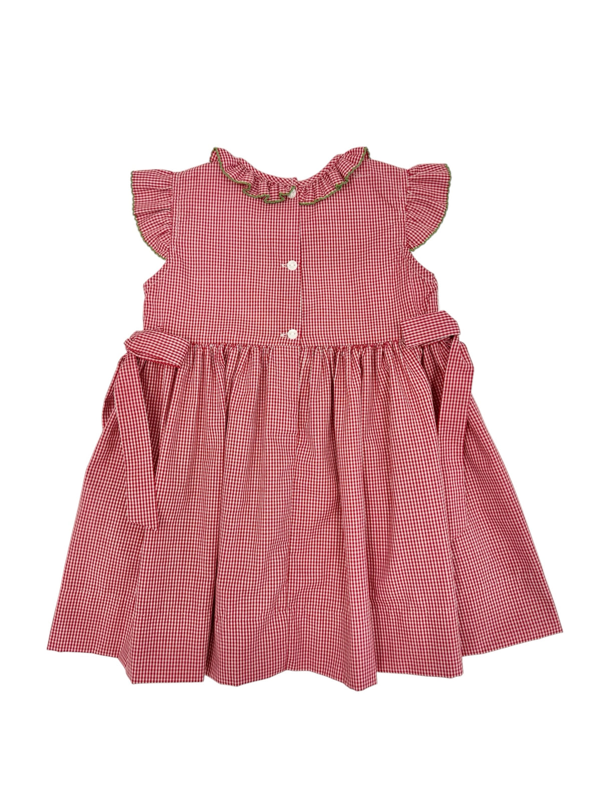 Red Gingham Smocked Christmas Tree Dress