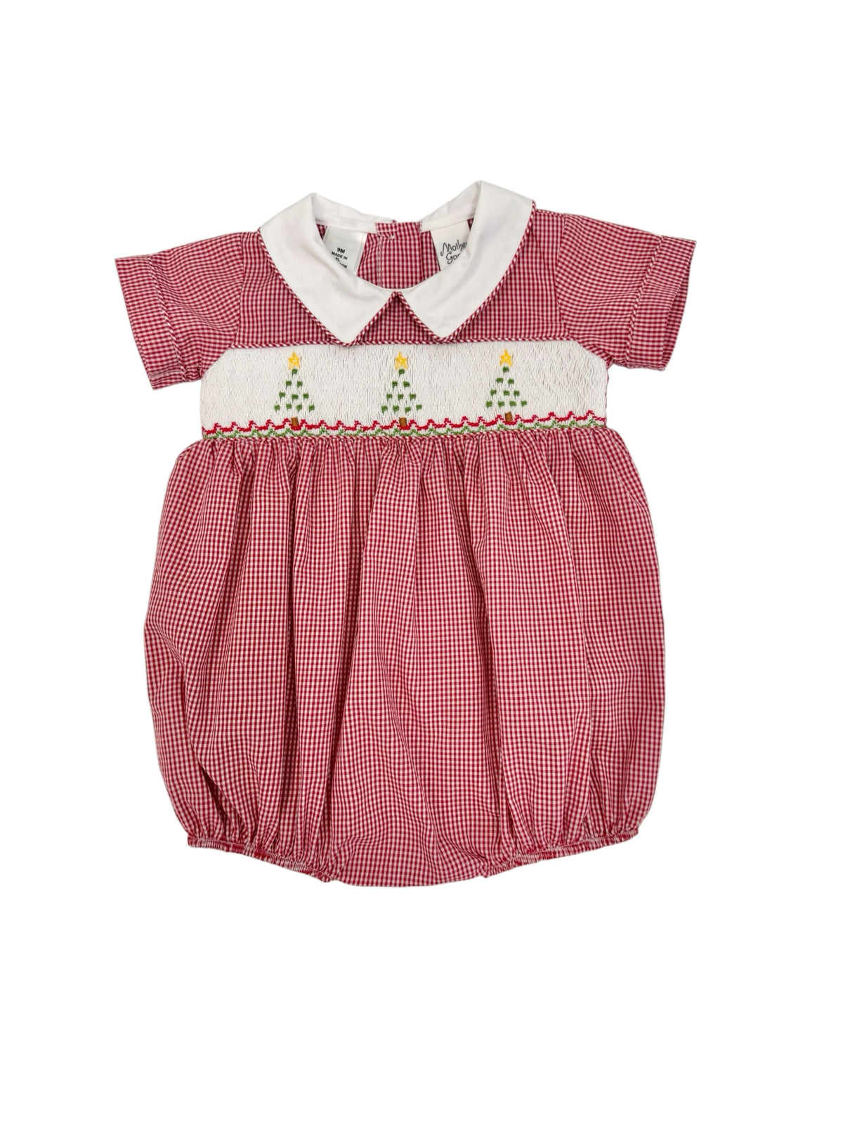 Red Gingham Smocked Christmas Tree Romper